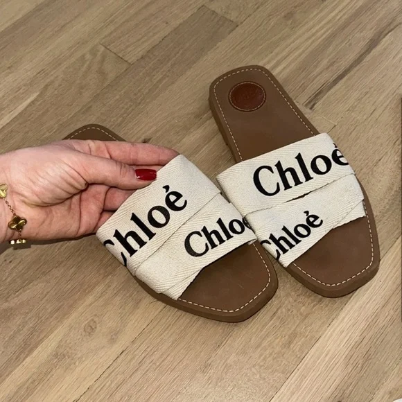 Chloé Brown and Cream Slide Sandals - Picture 3 of 5